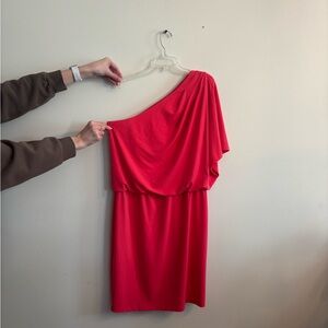 London Times Vibrant Red One-Shoulder Dress